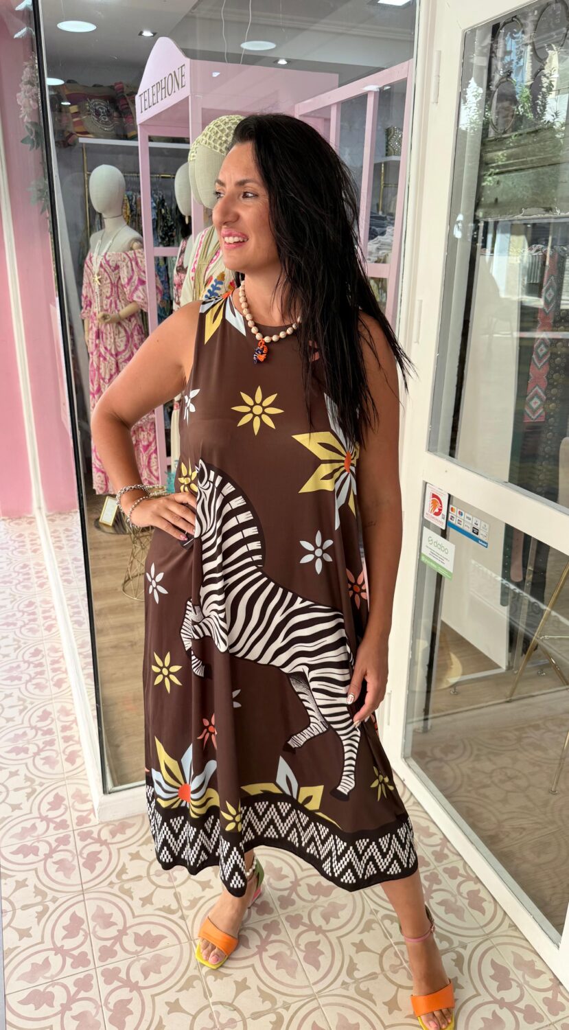 Vestido Cebra Marrón Chocolate - Imagen 2