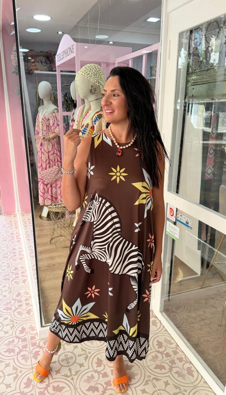 Vestido Cebra Marrón Chocolate