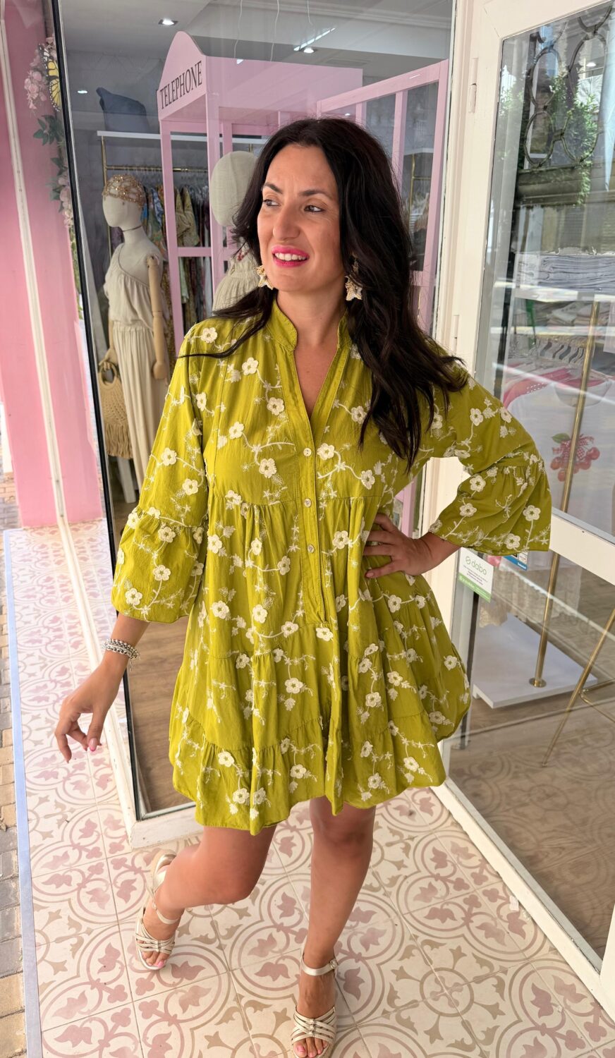 Vestido Primavera Corto Verde - Imagen 2