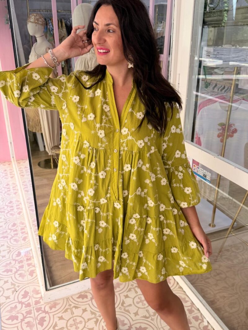Vestido Primavera Corto Verde