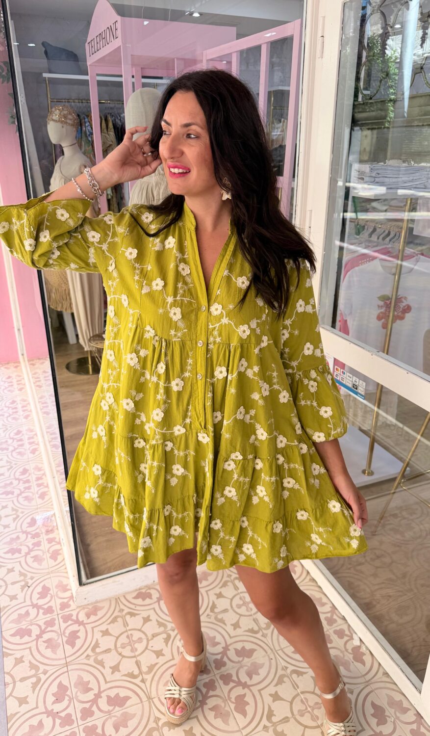 Vestido Primavera Corto Verde