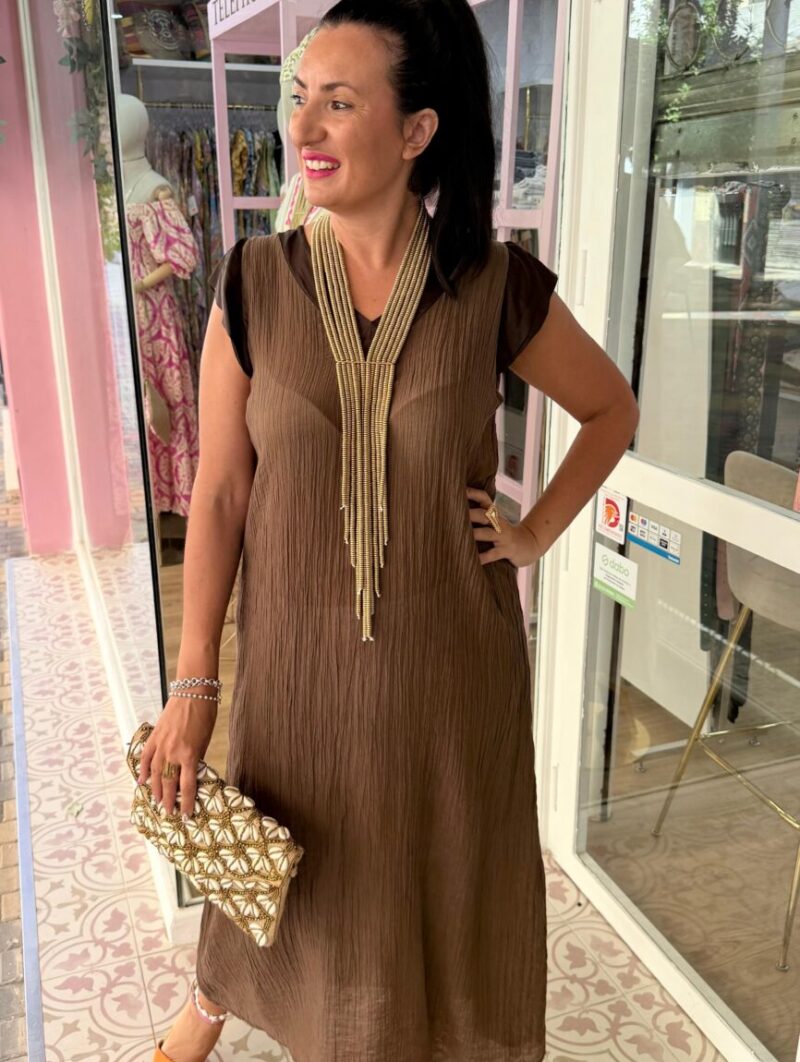 Alternative view of Vestido Salma Marrón Chocolate