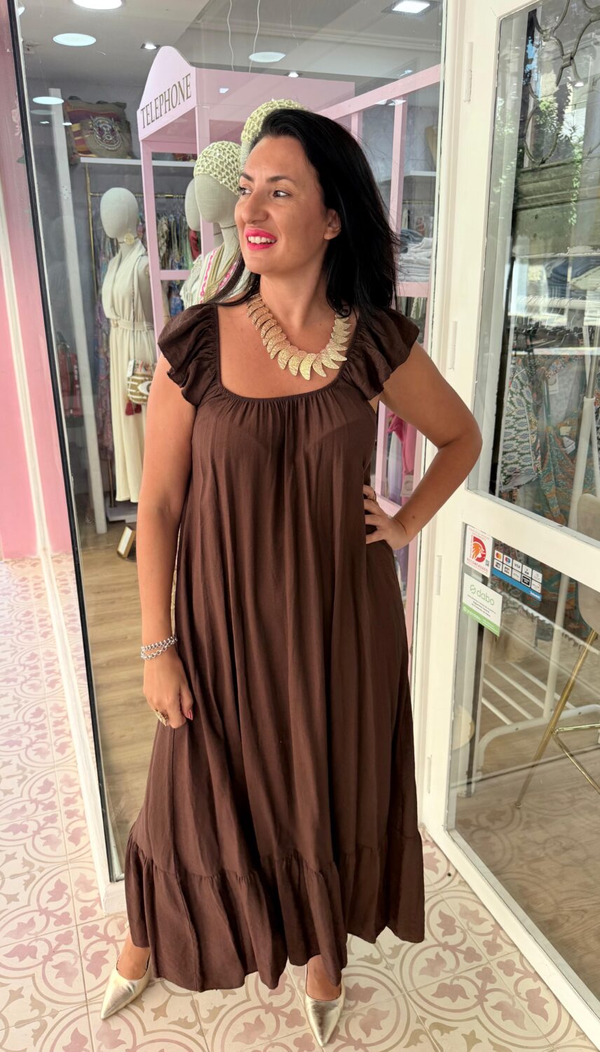 Vestido Sofía Marrón Chocolate
