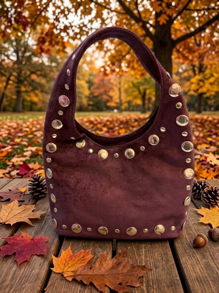 Bolso Ante Tachuelas Burdeos