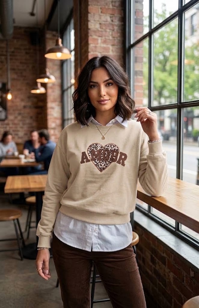 Sudadera Amor Beige