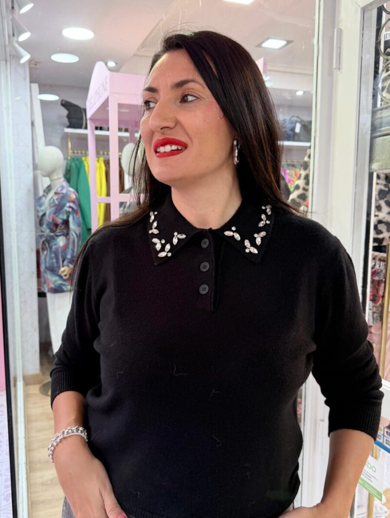 Jersey Polo Strass Negro