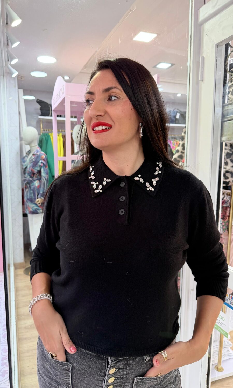 Jersey Polo Strass Negro