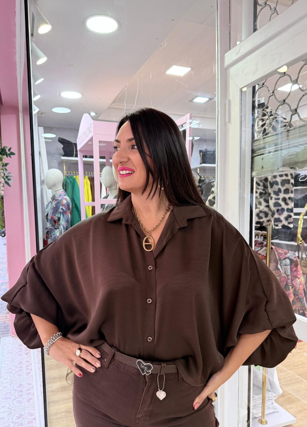 Blusa Mariposa Marrón Chocolate