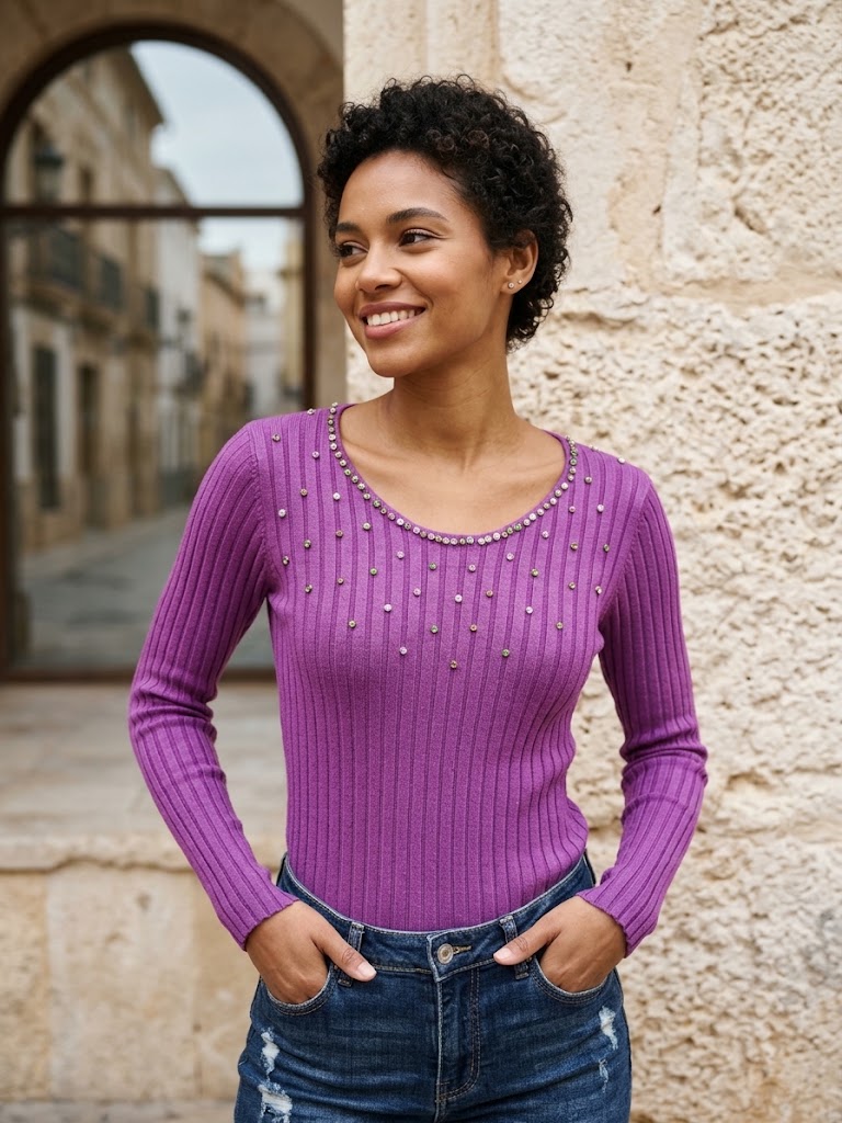 Jersey Strass Morado