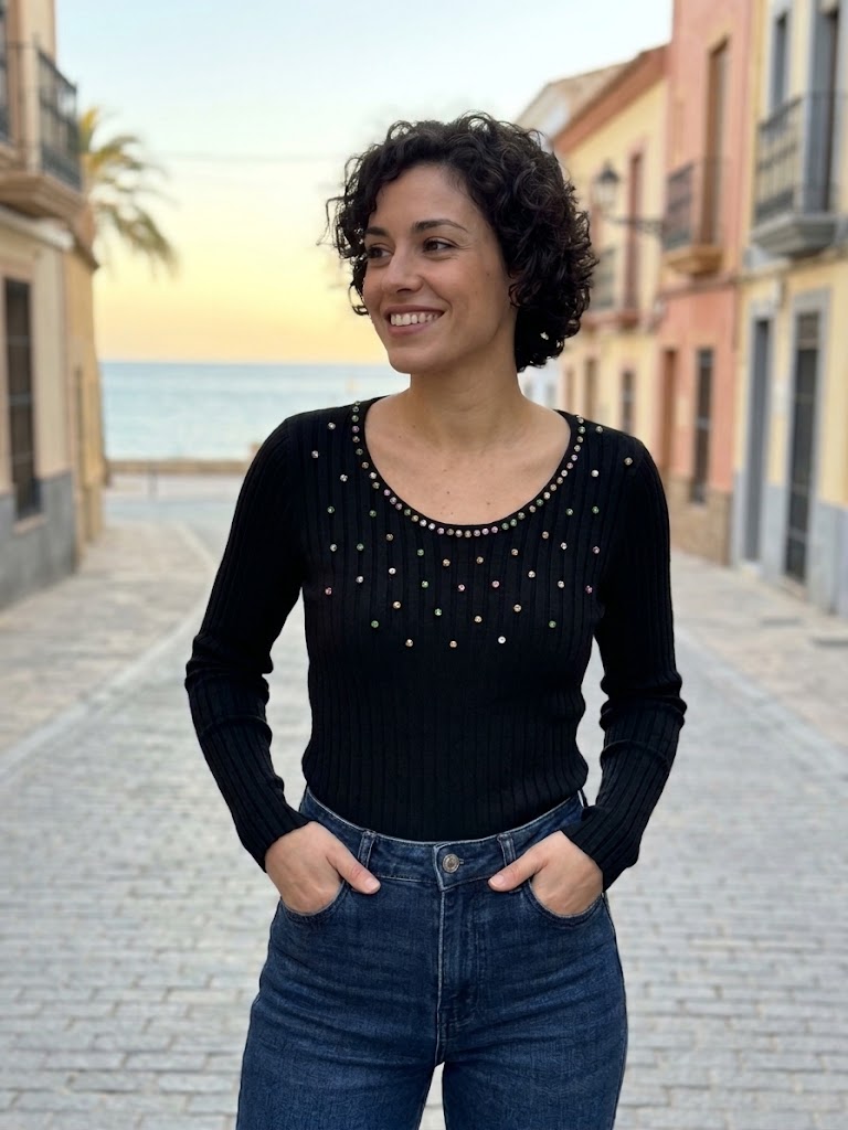 Jersey Strass Negro